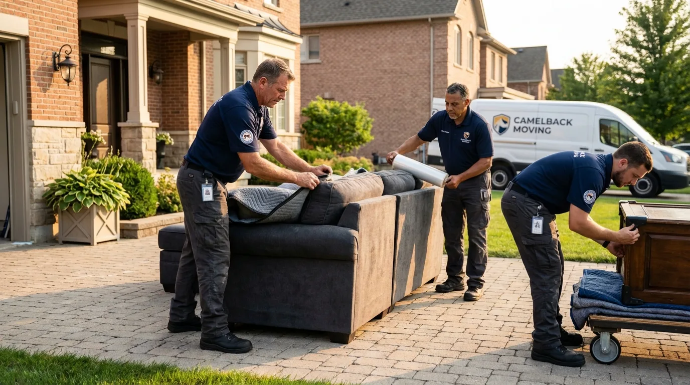 Large estate moving crew wrapping furniture in Catonsville, MD