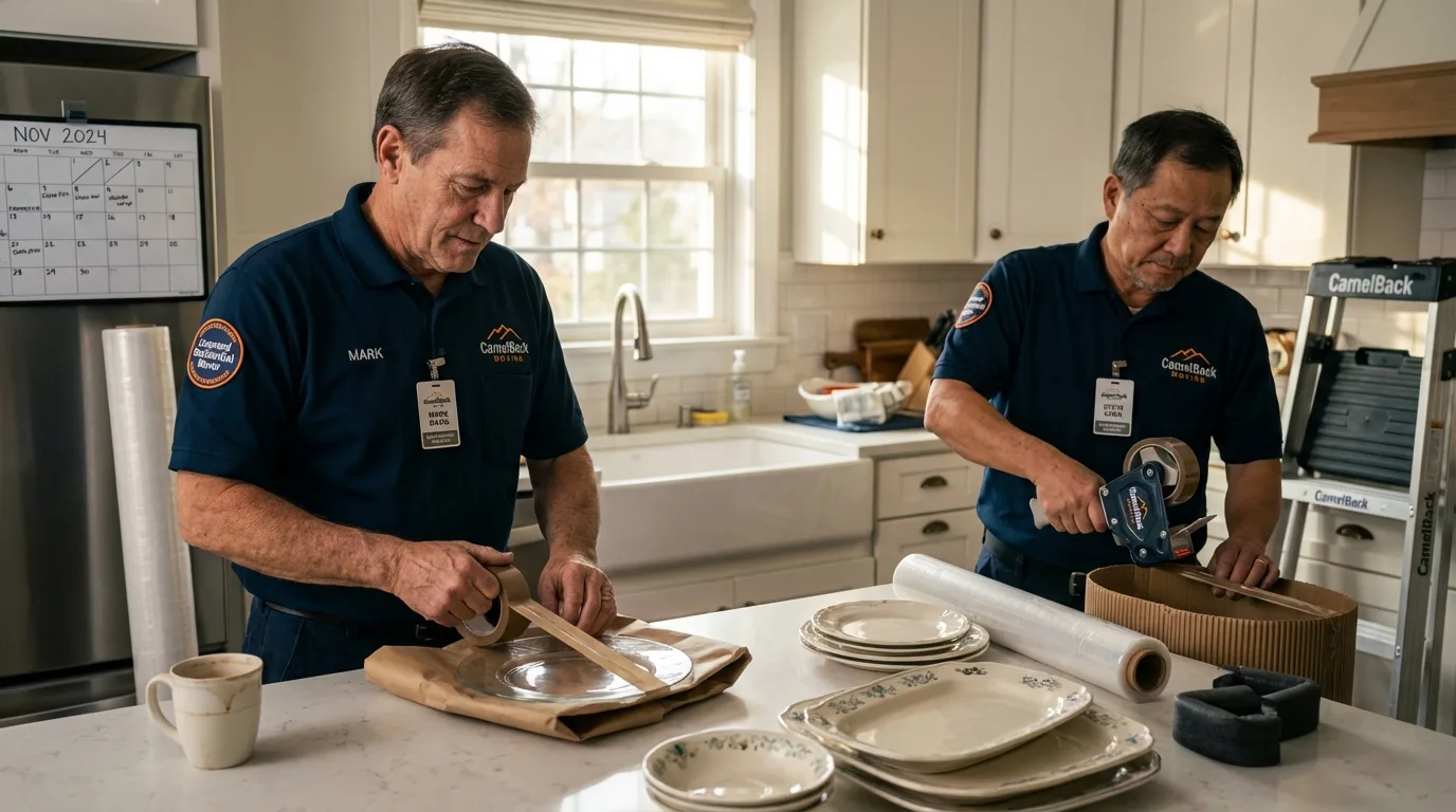 Professional crew packing kitchen dishware in Catonsville, MD